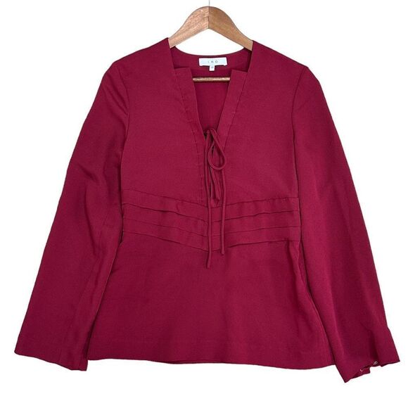 IRO Luana Lace-Up Crepe Top in Wine Size 38 - Picture 4 of 10